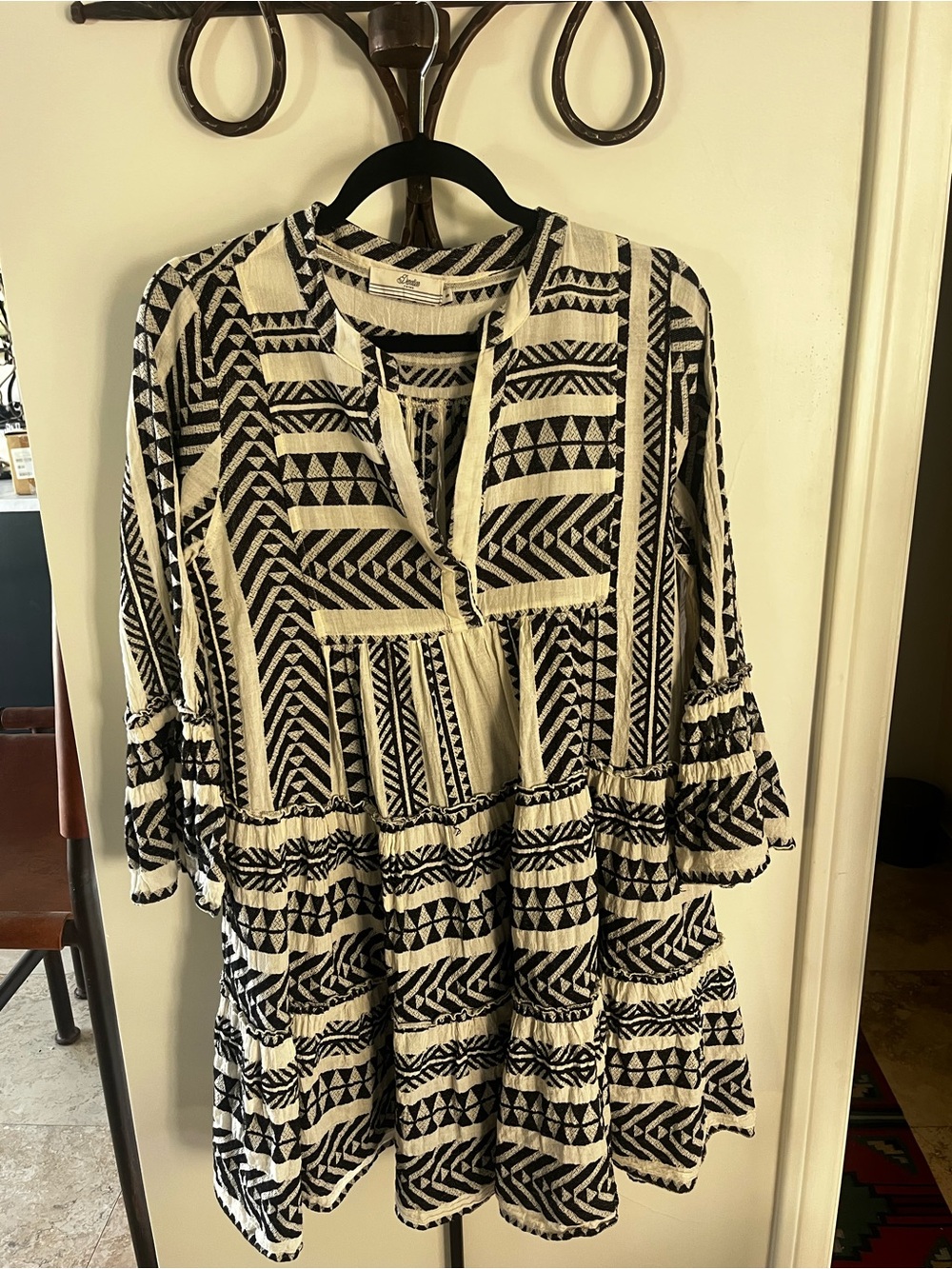 Devotion TWINS Black & White Geometric Boho Tunic